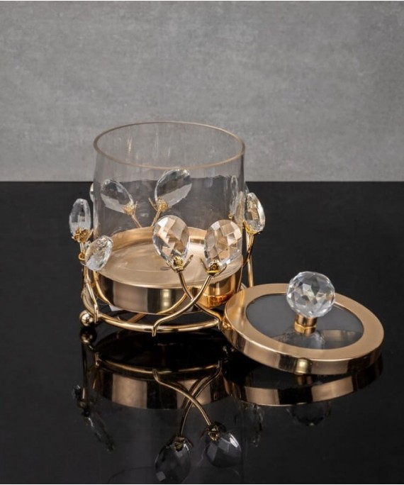 ZEYVE STONE STAND GLASS JAR 13x13x16cm.